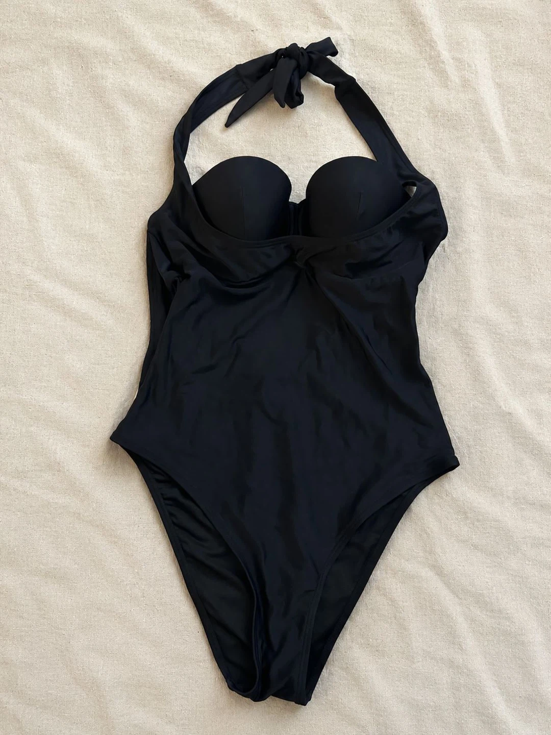 Black Halter Neck One-Piece Swimsuit
