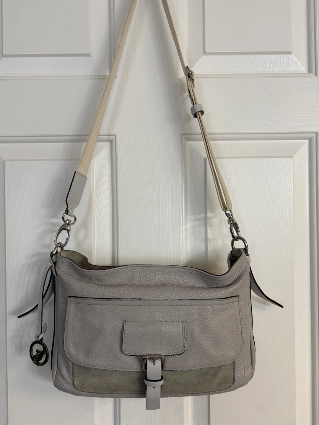A.BELLUCCI Genuine Leather Shoulder Bag - Grey