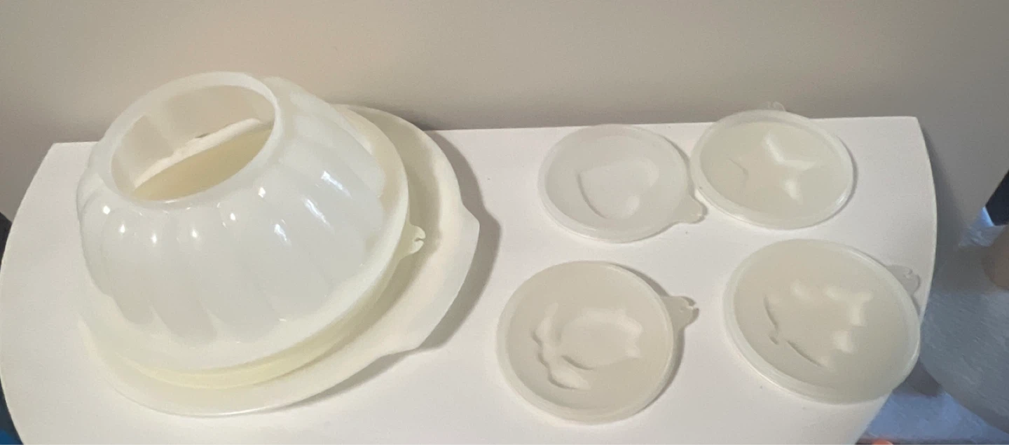 Vintage Jello Mold Set with Decorative Inserts