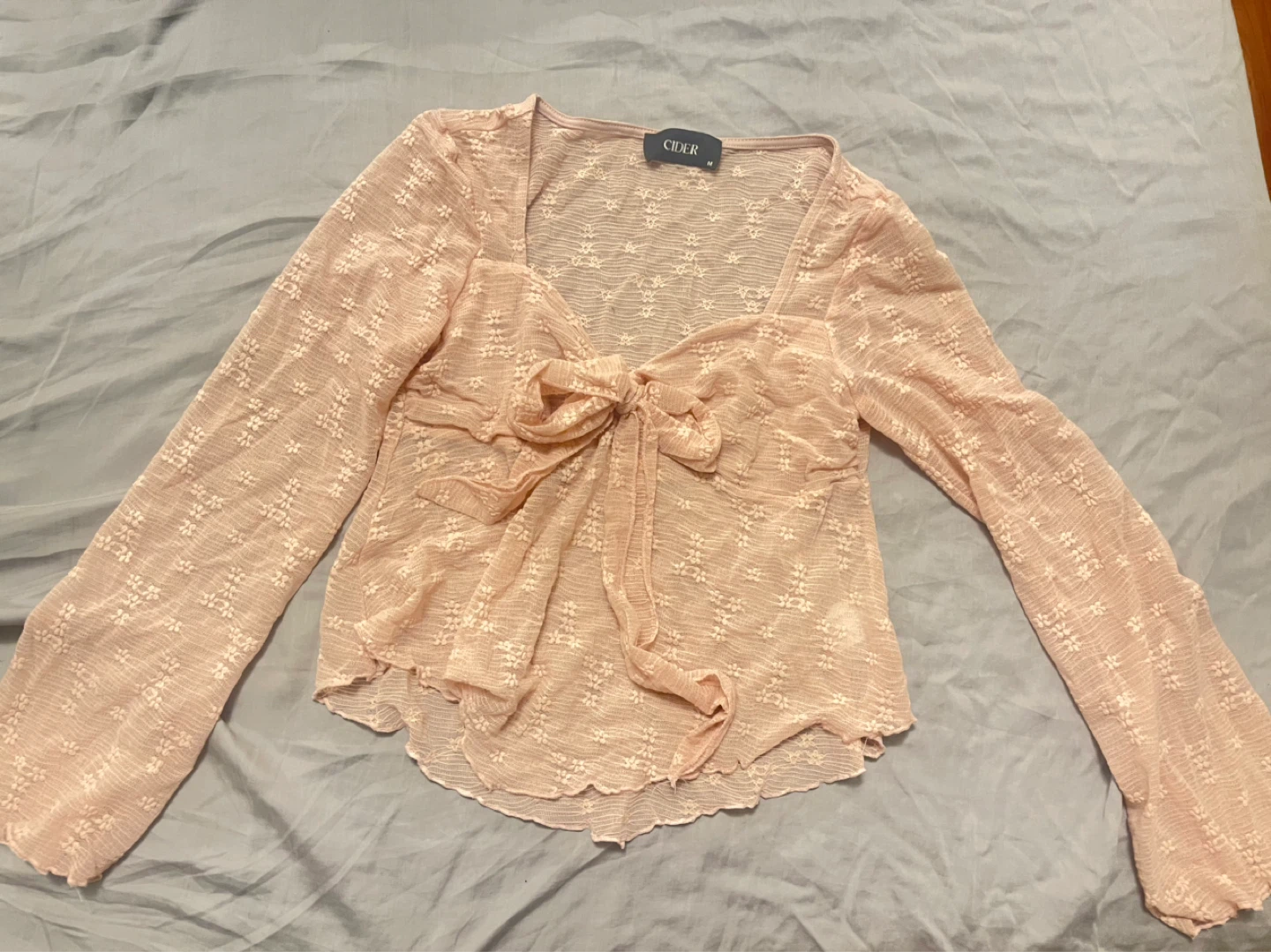 Cider Pink Sheer Bow Front Top - photo 2