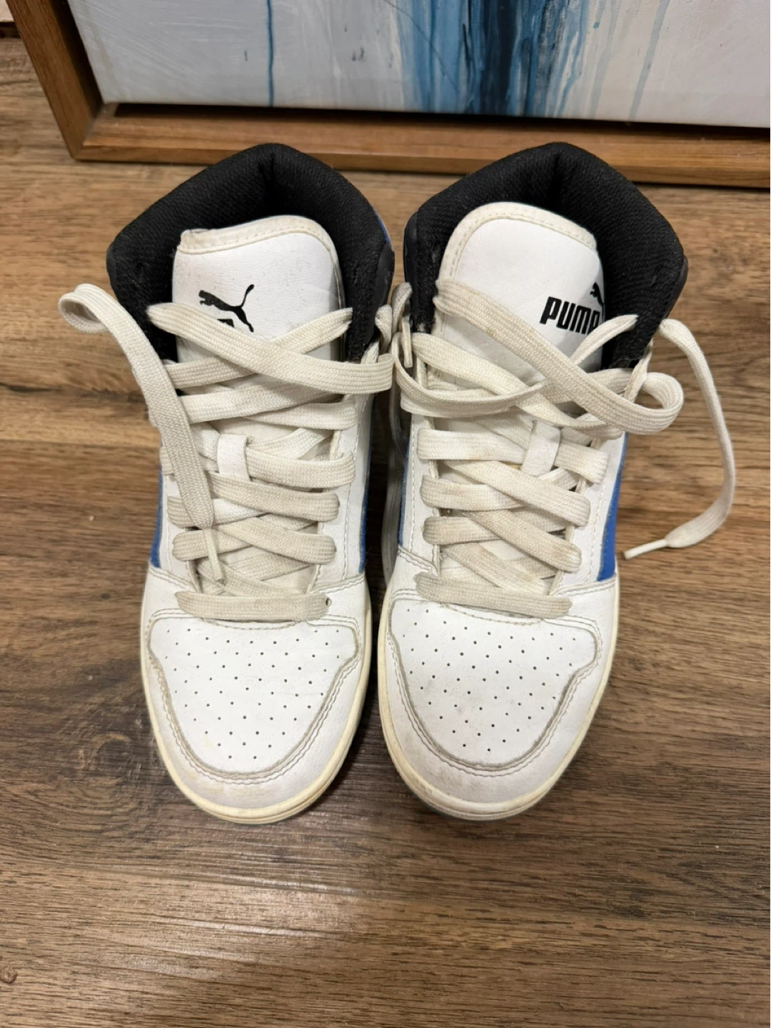 Puma High-Top Sneakers White/Blue Size 4C / 35.5