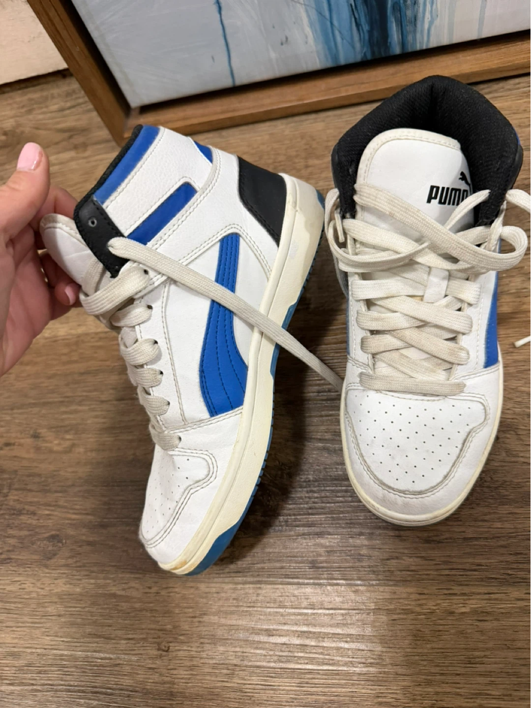 Puma High-Top Sneakers White/Blue Size 4C / 35.5 - photo 3