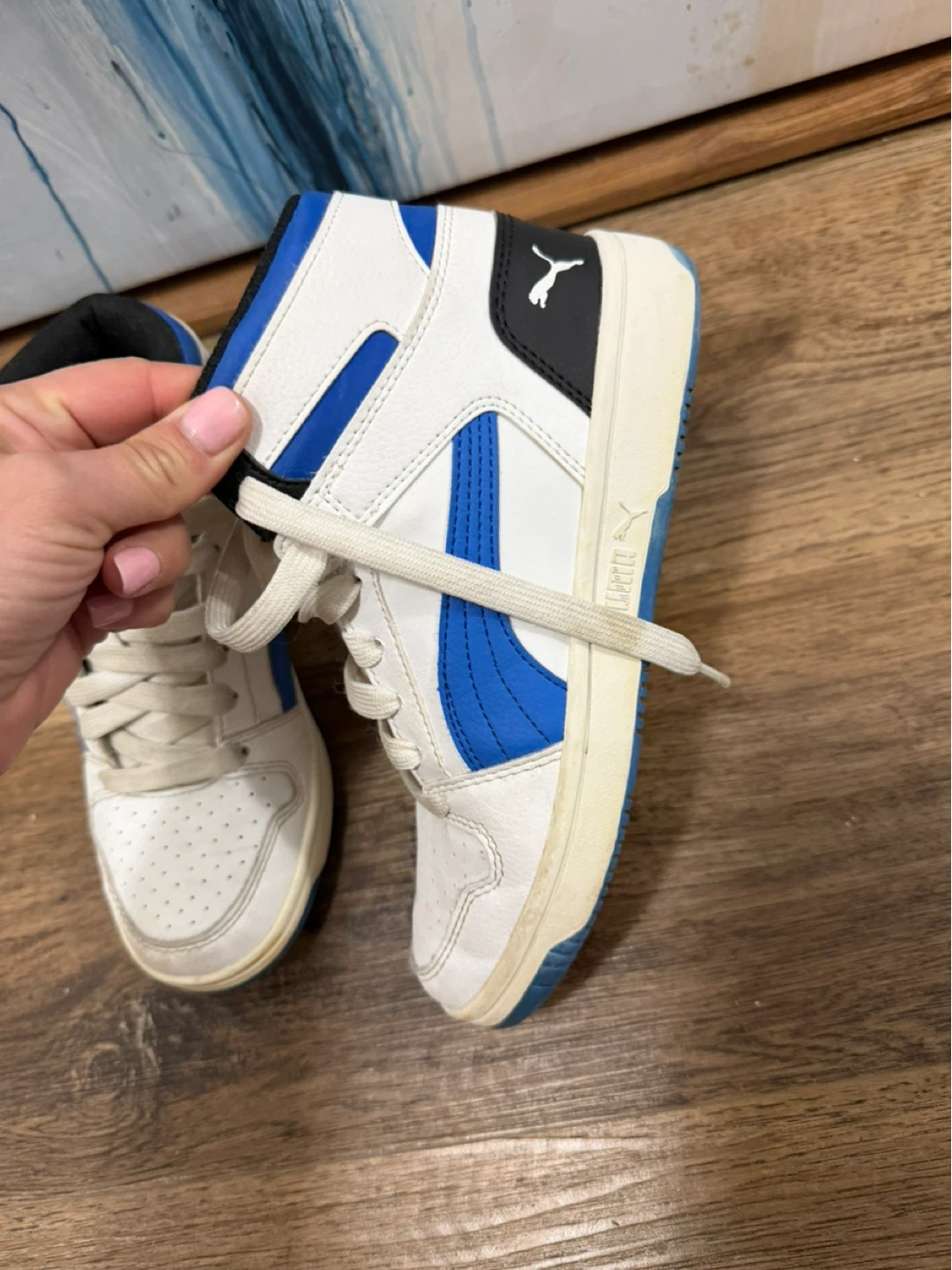 Puma High-Top Sneakers White/Blue Size 4C / 35.5 - photo 4