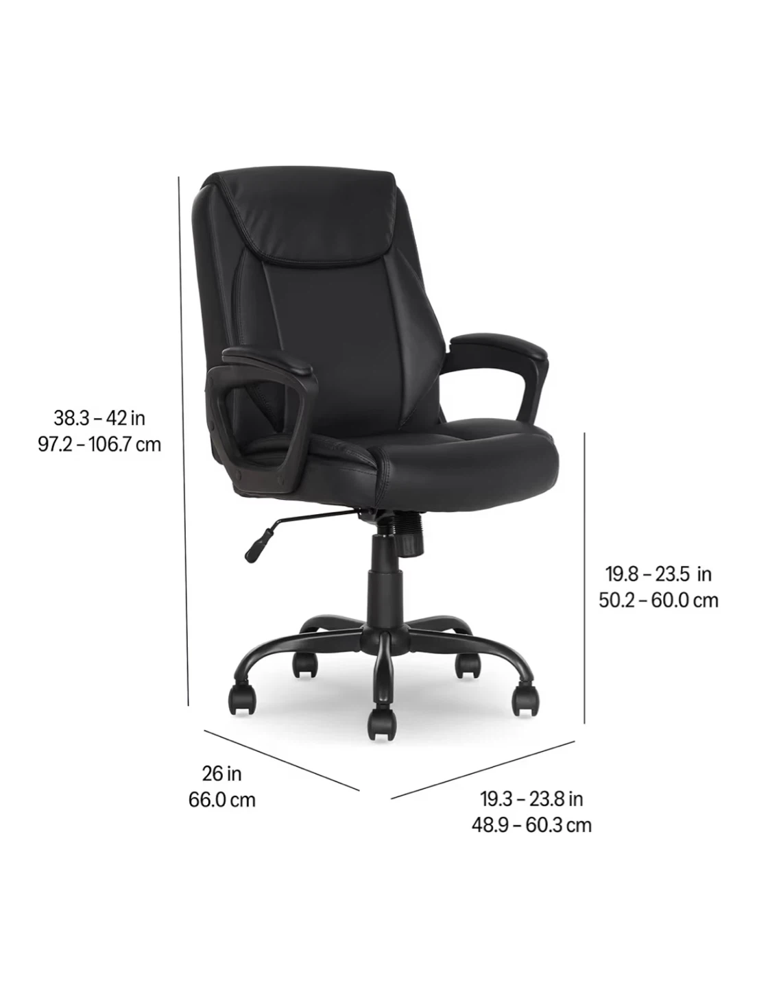 Black Faux Leather Office Chair - photo 2