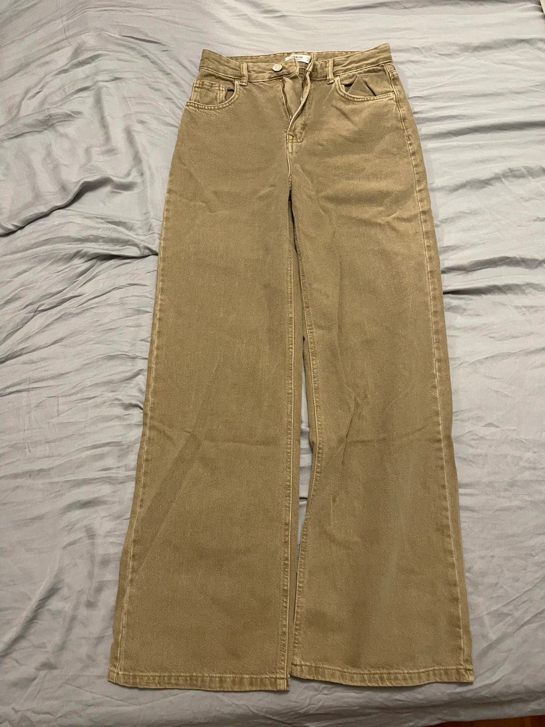 Pull&Bear Wide Leg Jeans Tan Size 2