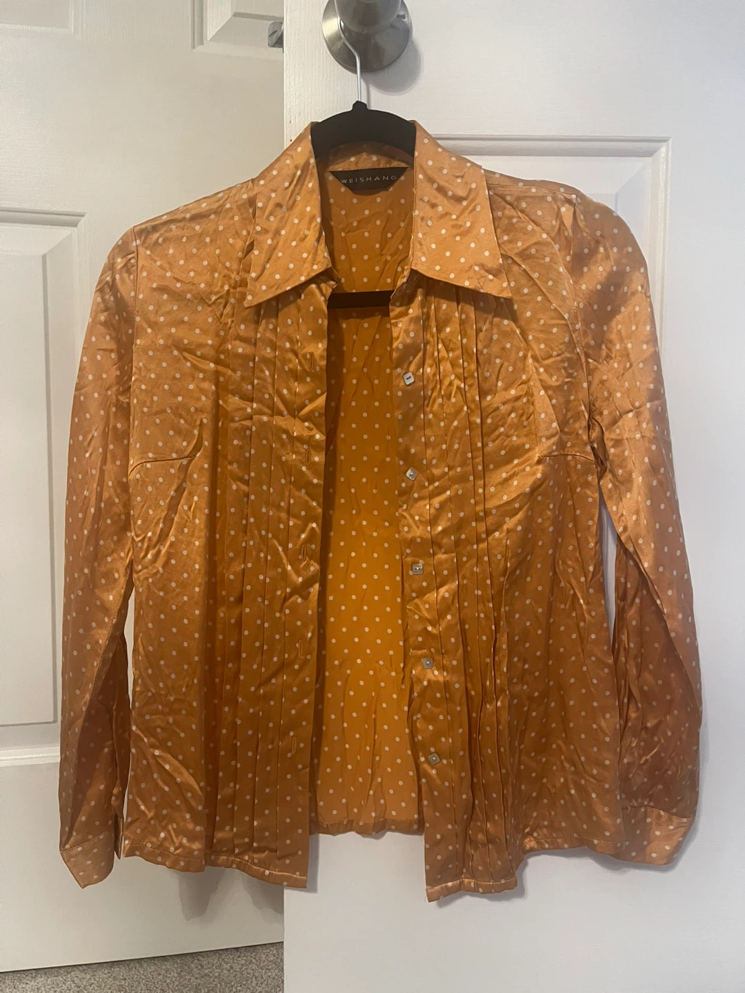 Sz- XS 100% Silk Polka Dot Button-Up Shirt - photo 3