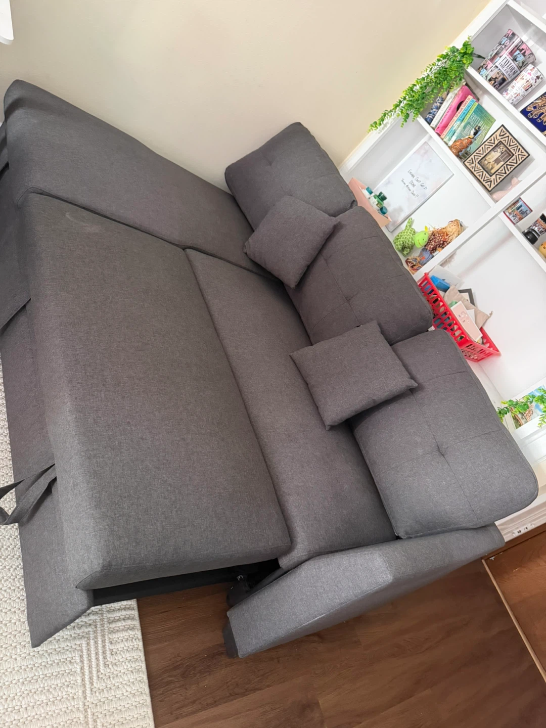 Gray Sectional Sleeper Sofa with Storage