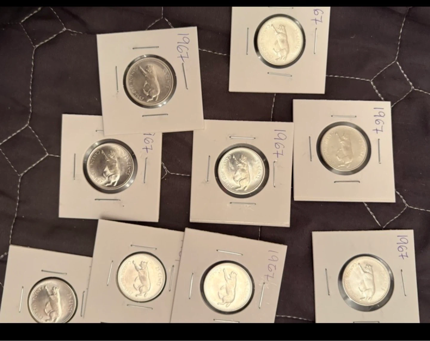1967 Canadian 25 Cent Coins (Lot of 10) - photo 3