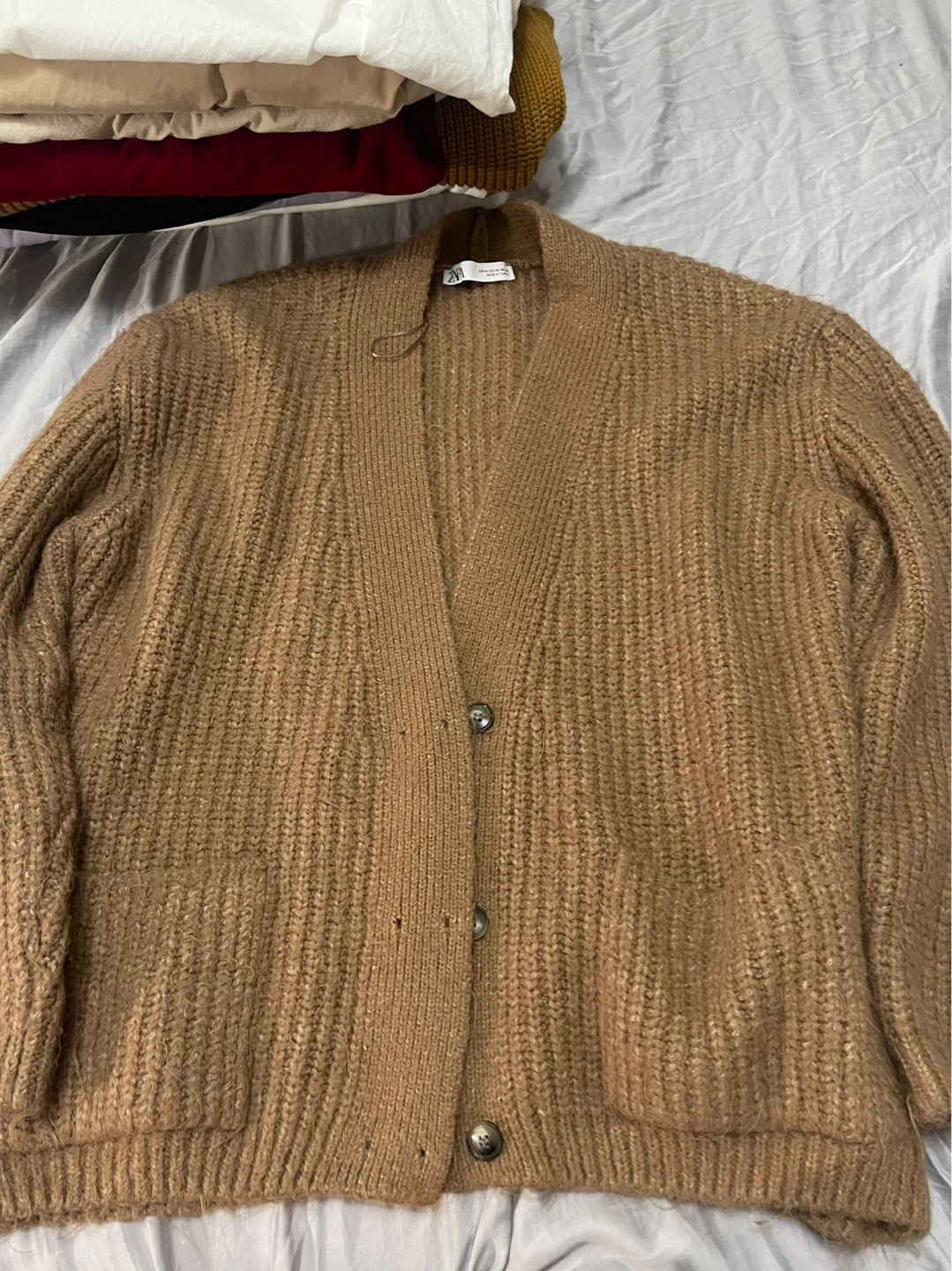 Zara Brown Knit Cardigan Sweater Size Medium - photo 2