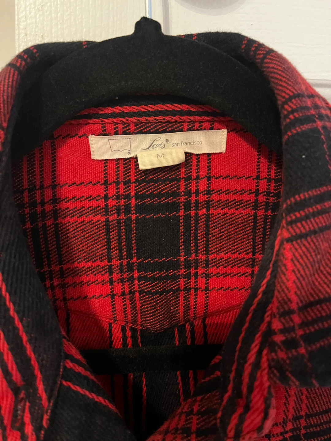 Sz S-M Levi's Red and Black Plaid Western Shirt - Size M - photo 4
