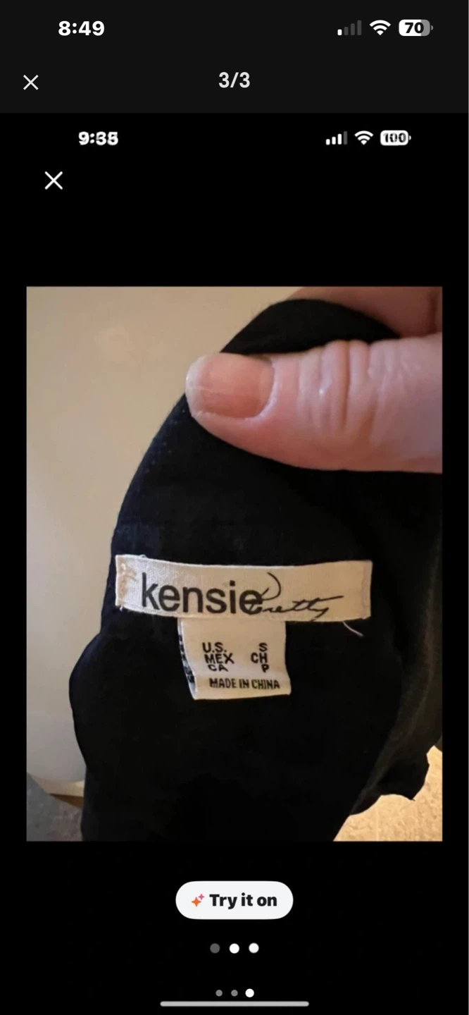 Kensie Black Button-Up Tie Waist Shirt Dress Size S - photo 3