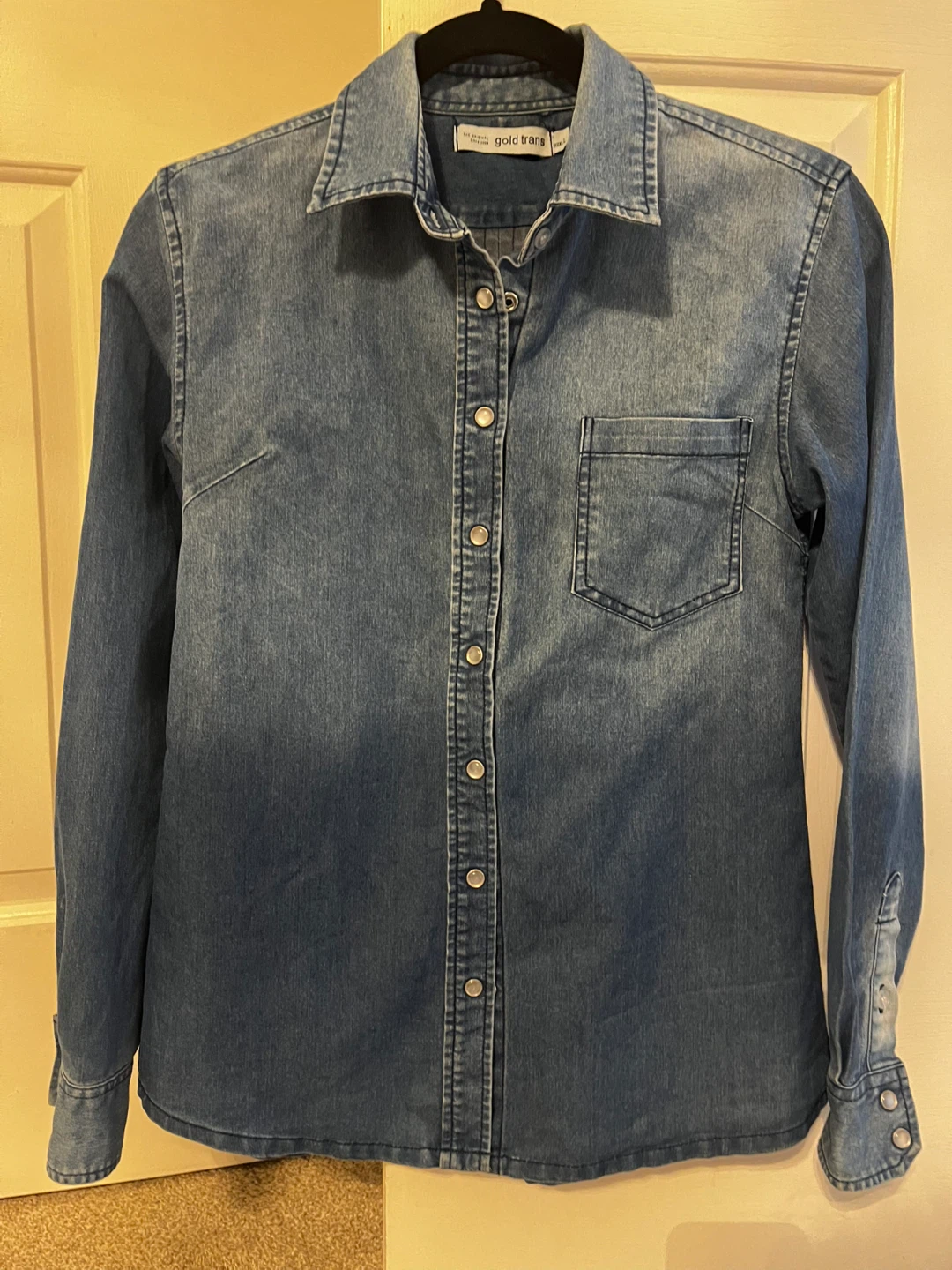 Sz M-L Fit Gold Trans Denim Shirt Size L