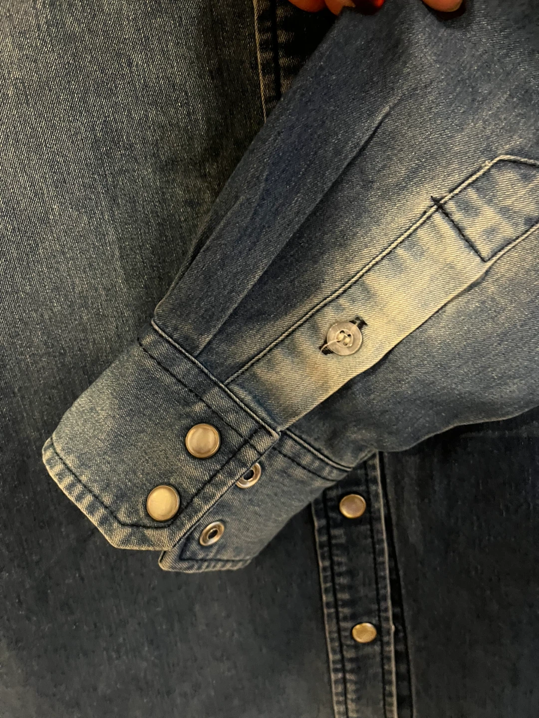 Sz M-L Fit Gold Trans Denim Shirt Size L - photo 3