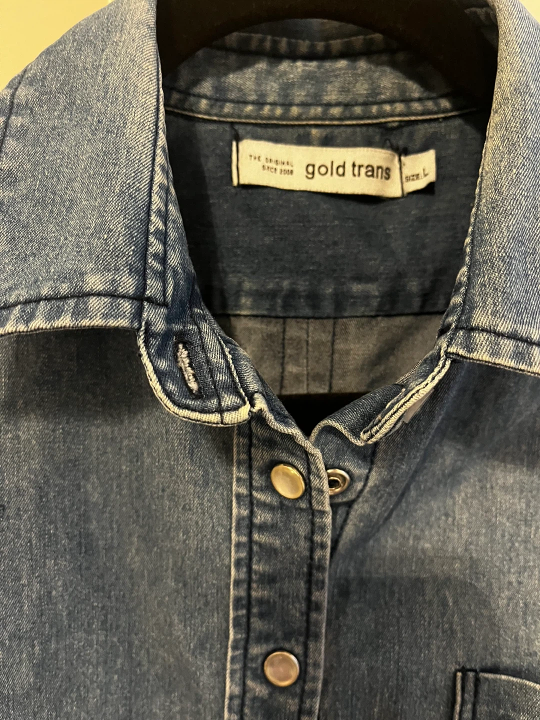 Sz M-L Fit Gold Trans Denim Shirt Size L - photo 2