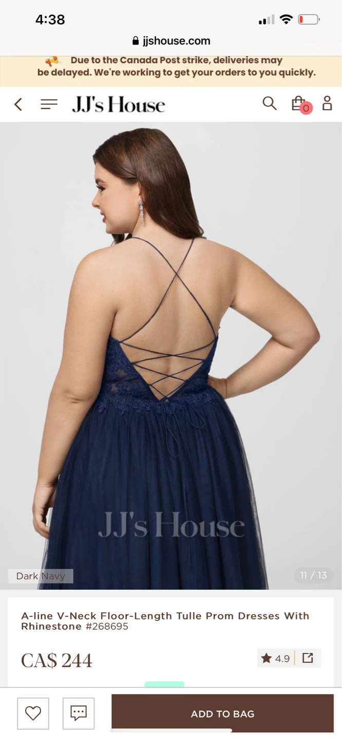 JJ's House A-line V-Neck Tulle Prom Dress - Navy - photo 5