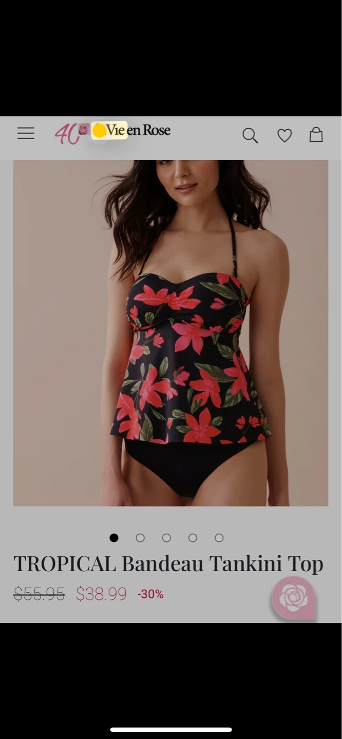 Brand new Vie en Rose Tropical Bandeau Tankini Top - Size S