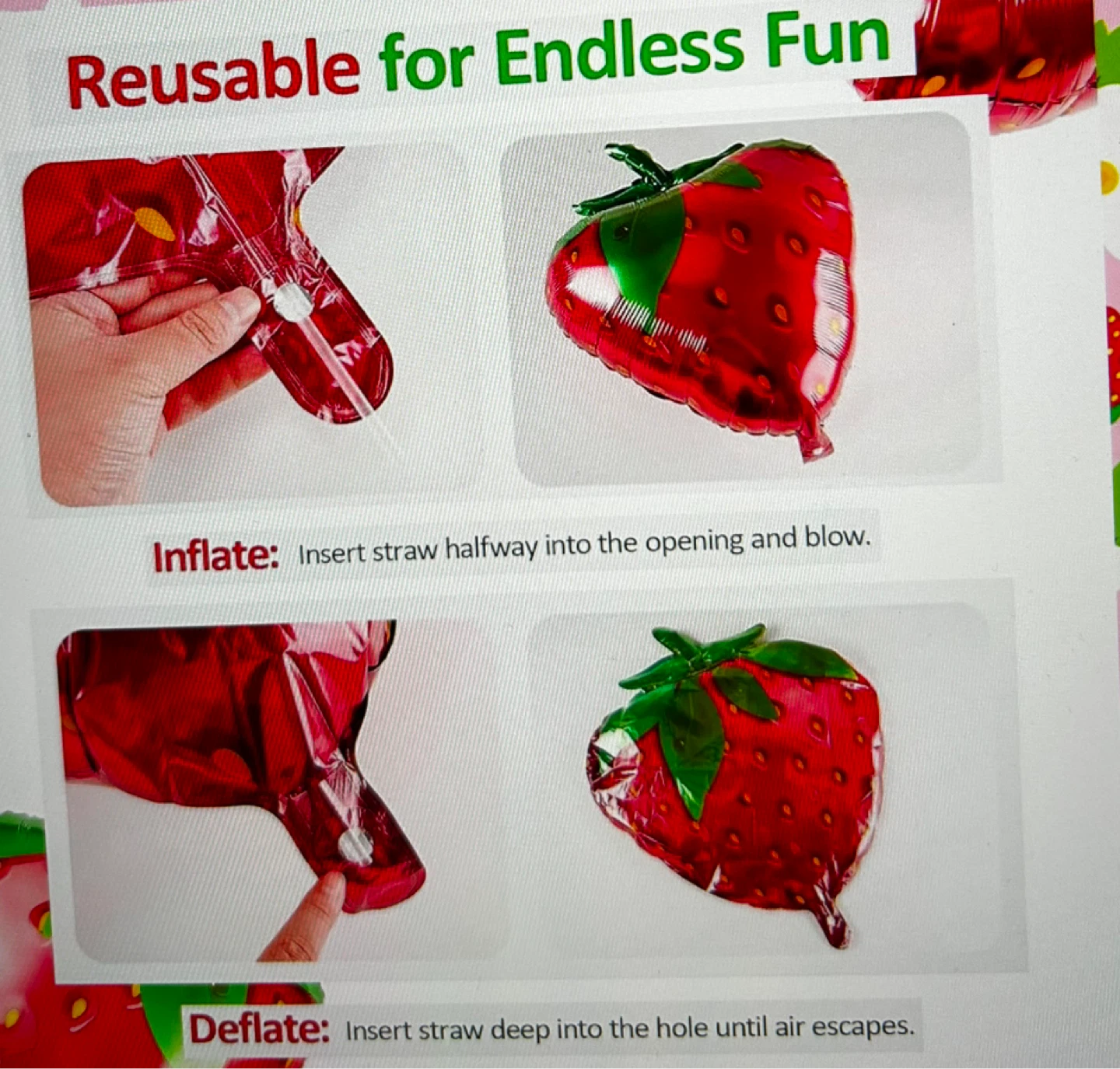 5 Strawberry Shaped Foil Balloons + tablecloth - photo 4