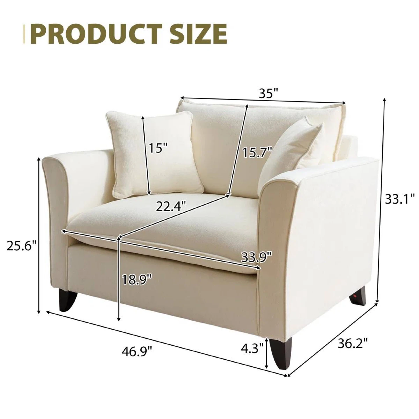 47” Oversized Accent Armchair / Sofa Chair – New - photo 3