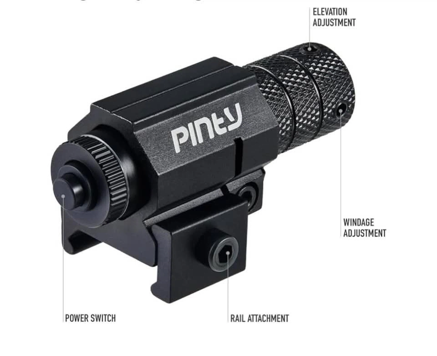 Pinty compact tactical red rail laser sight with Picatinny mount