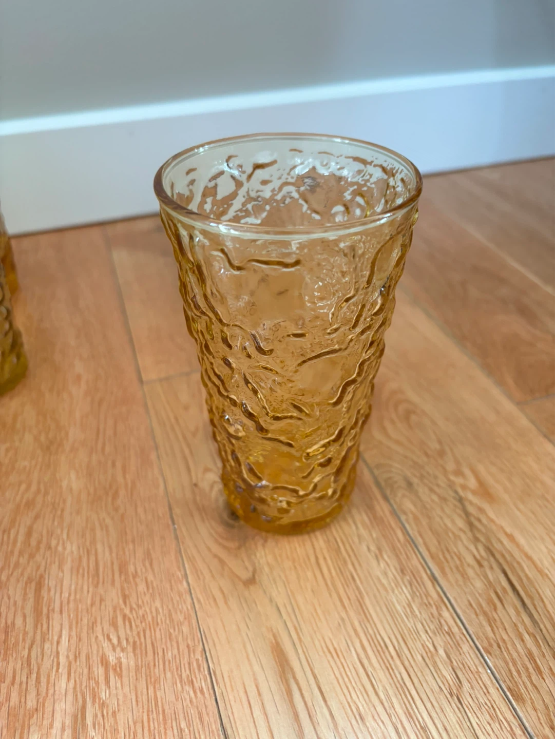 Vintage Amber Crinkle Glass Tumblers (9) - photo 3