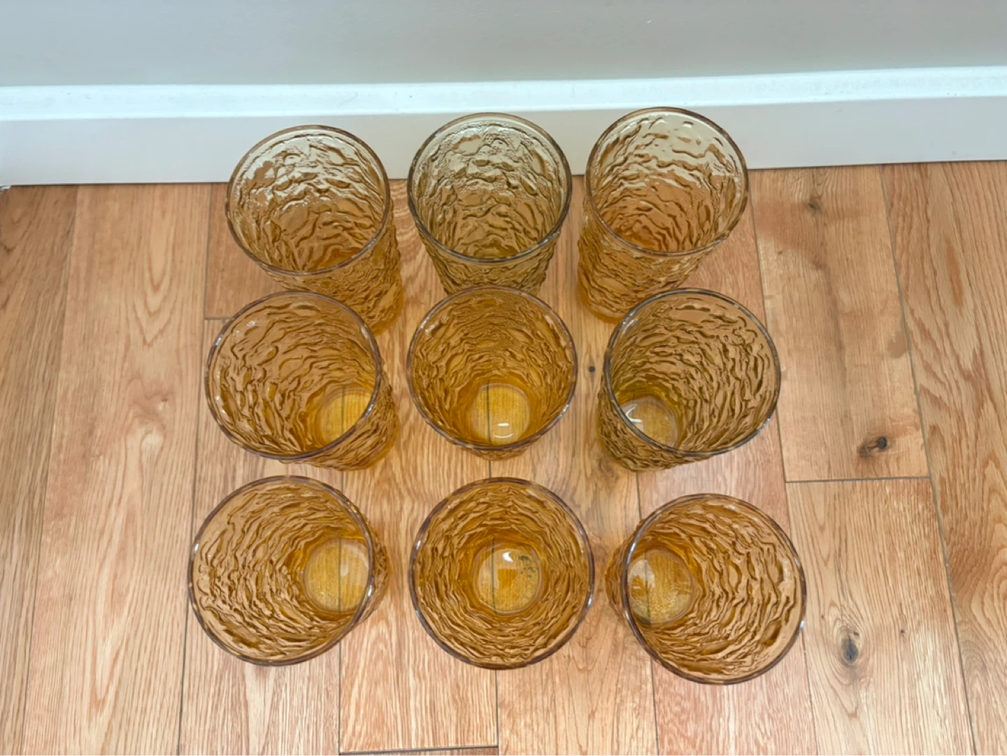 Vintage Amber Crinkle Glass Tumblers (9) - photo 2