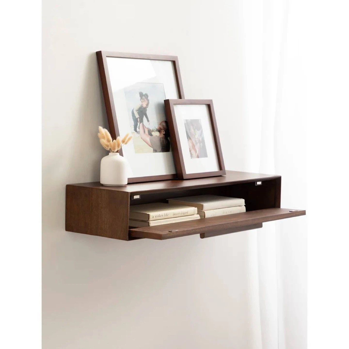 Floating Entryway Console Table – Dark Brown Wood - photo 2