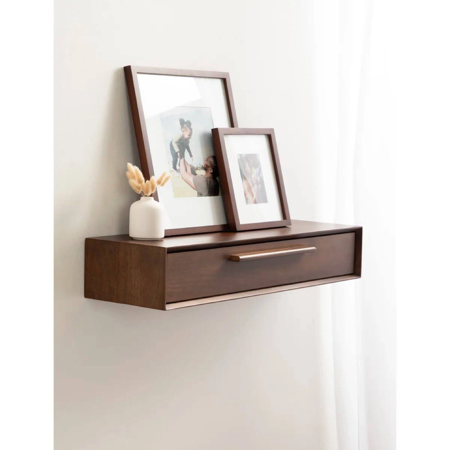 Floating Entryway Console Table – Dark Brown Wood