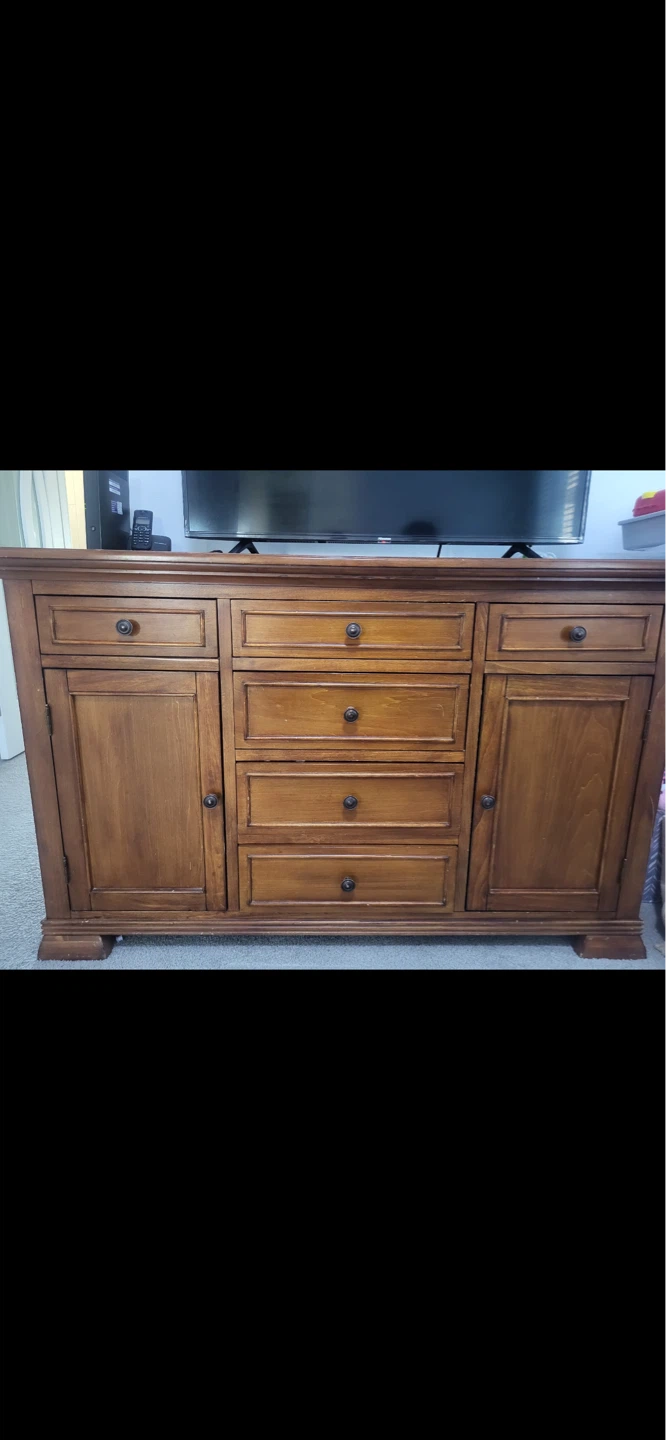 Wooden Dresser with Drawers and Cabinets