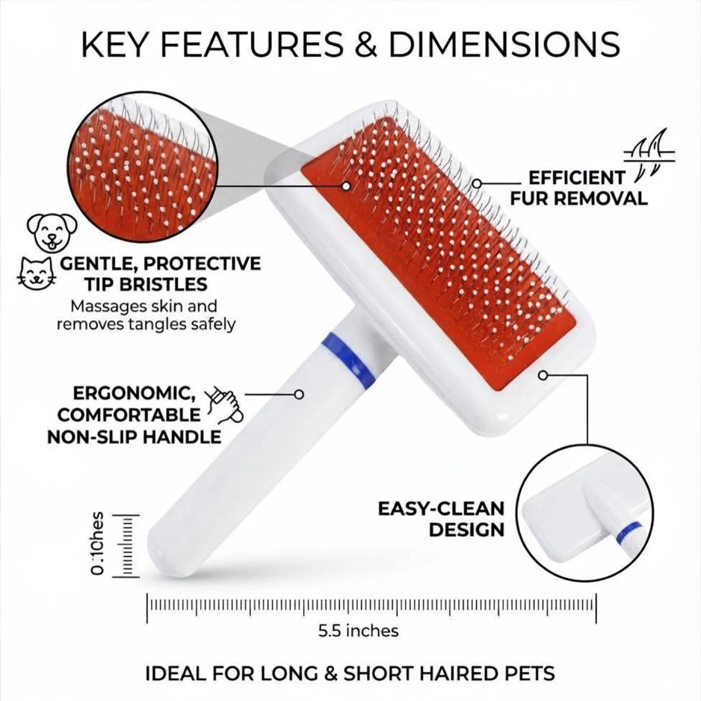 Pet Grooming Slicker Brush for Dogs & Cats - photo 4