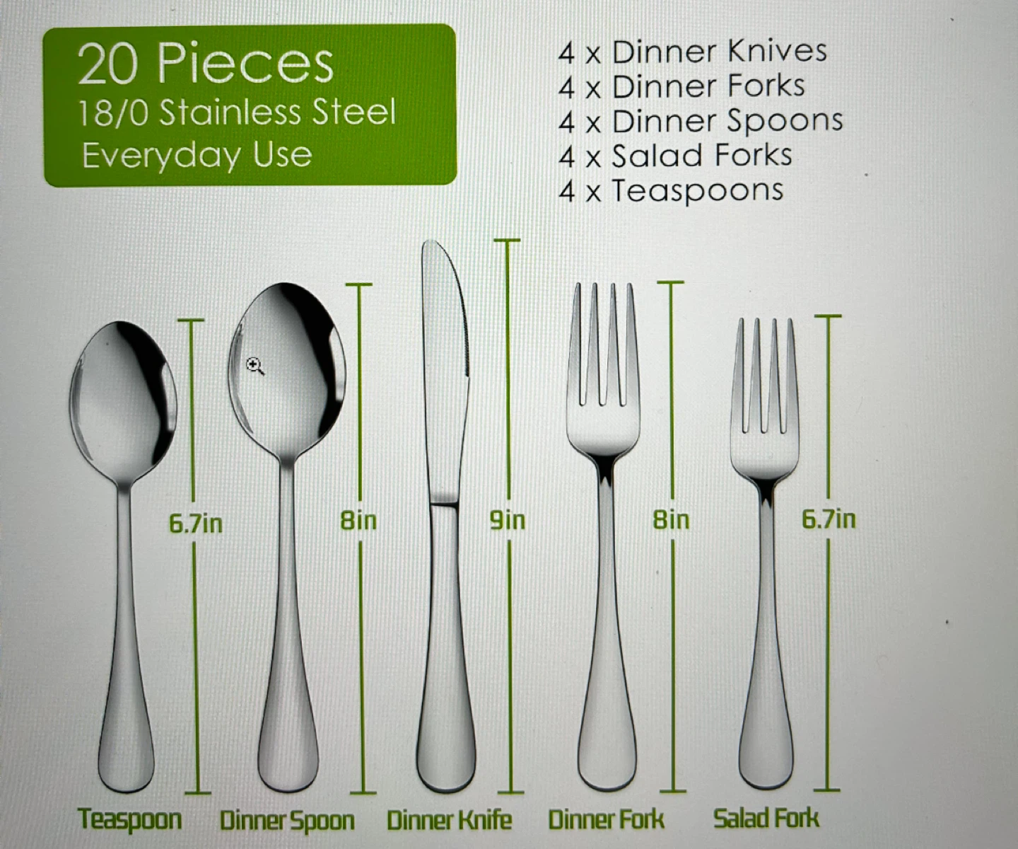 20-Piece Flatware Set - Stainless Steel