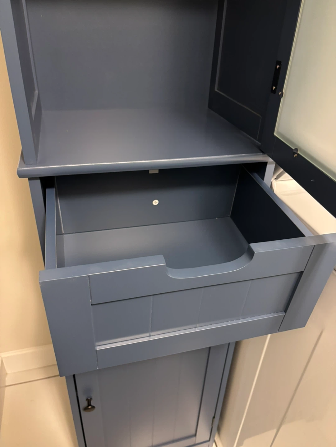 Blue Narrow Storage/Linen Cabinet with Glass Door - photo 3