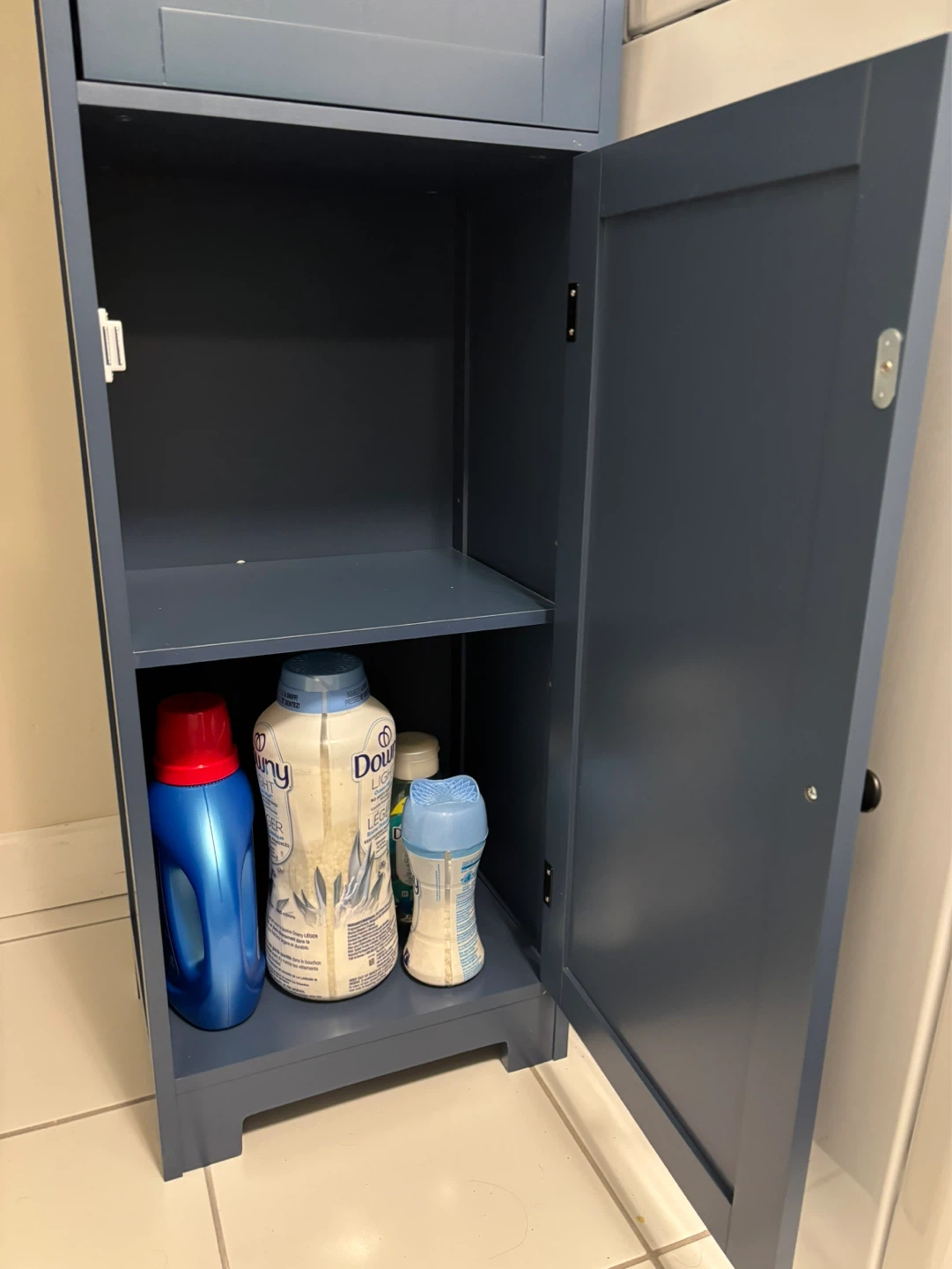Blue Narrow Storage/Linen Cabinet with Glass Door - photo 4