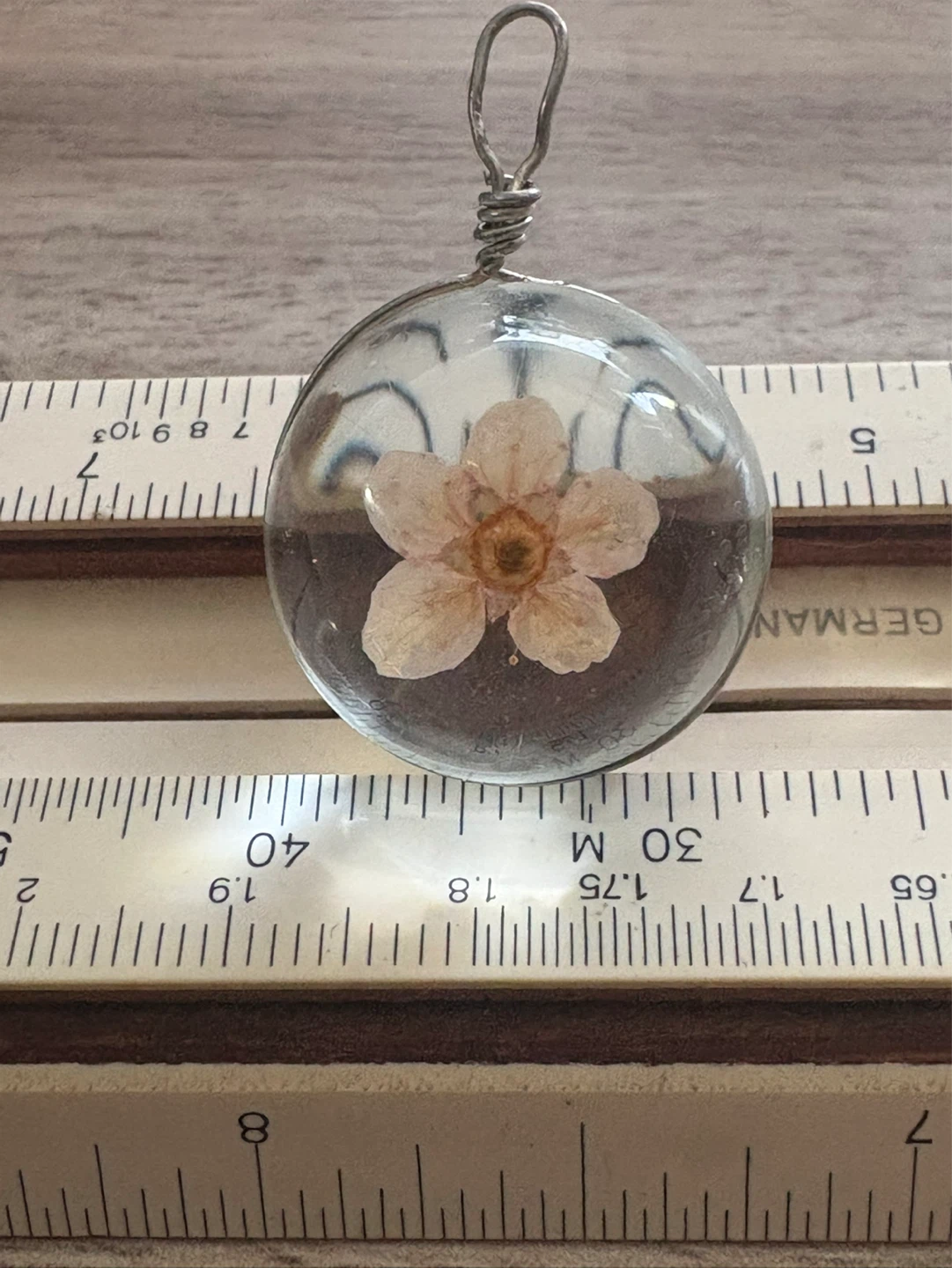 Glass Pendant with Dried Flower