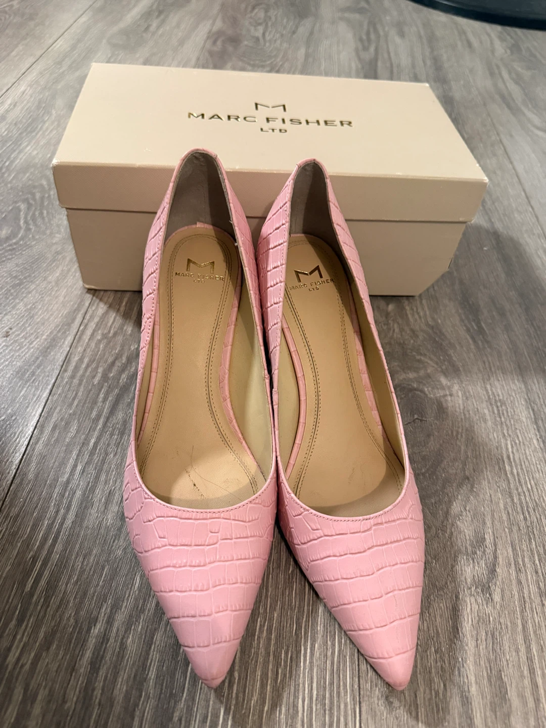 Marc Fisher LTD Pink Croc Embossed Heels Size 7