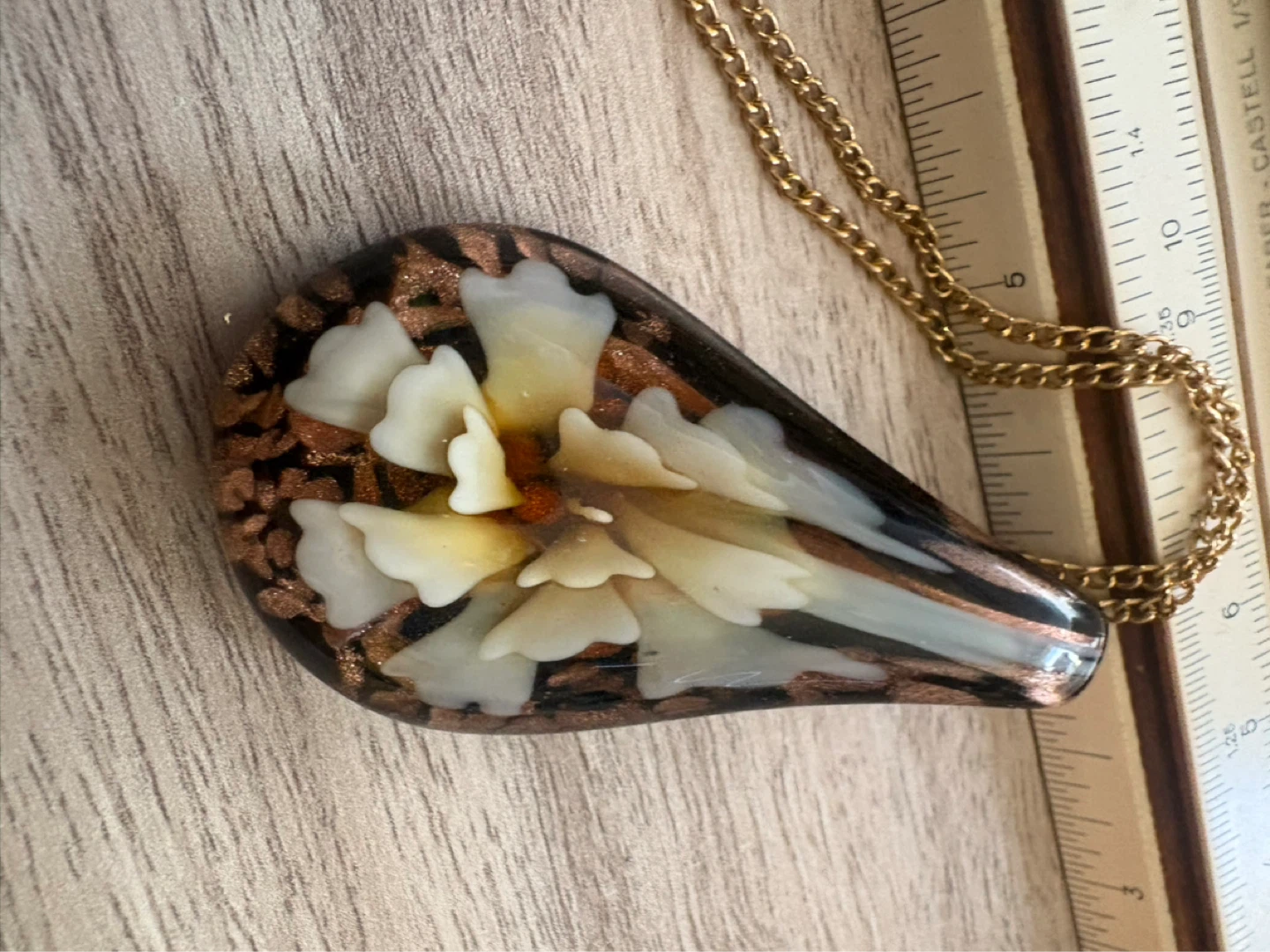 Teardrop Murano Glass Style Pendant Necklace