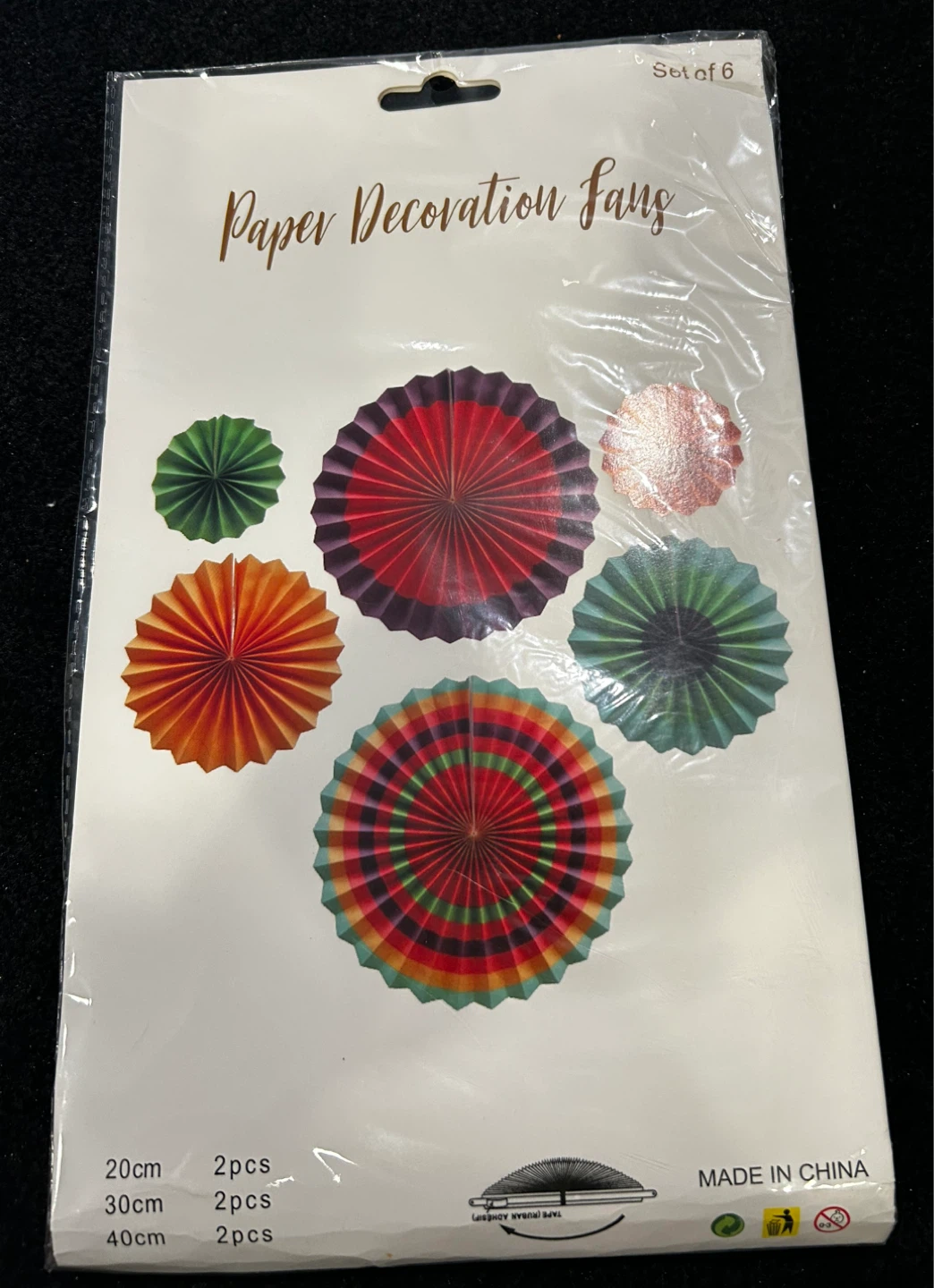 Paper Decoration Fans Set of 6