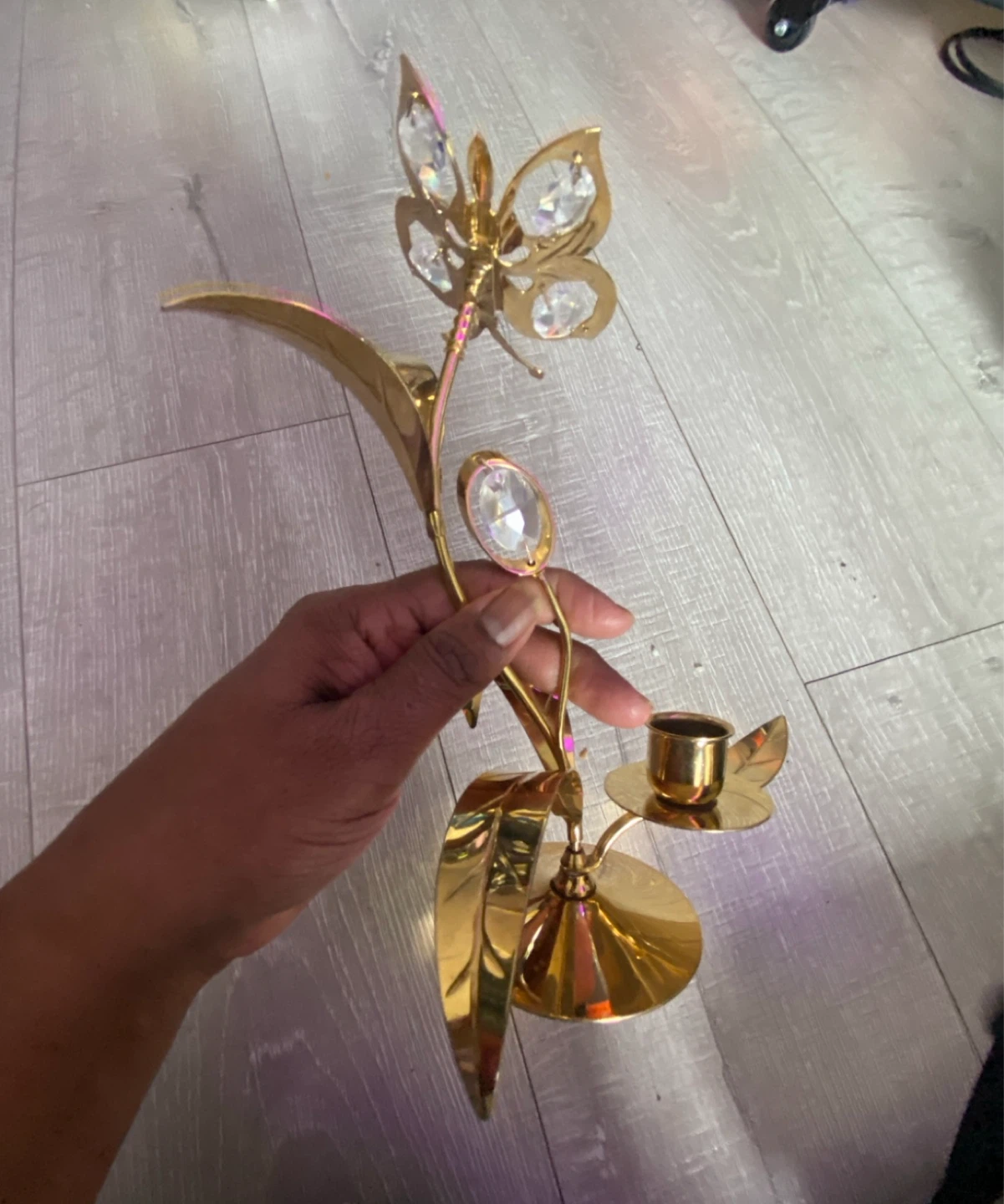 Crystal Butterfly and Tealight Holder