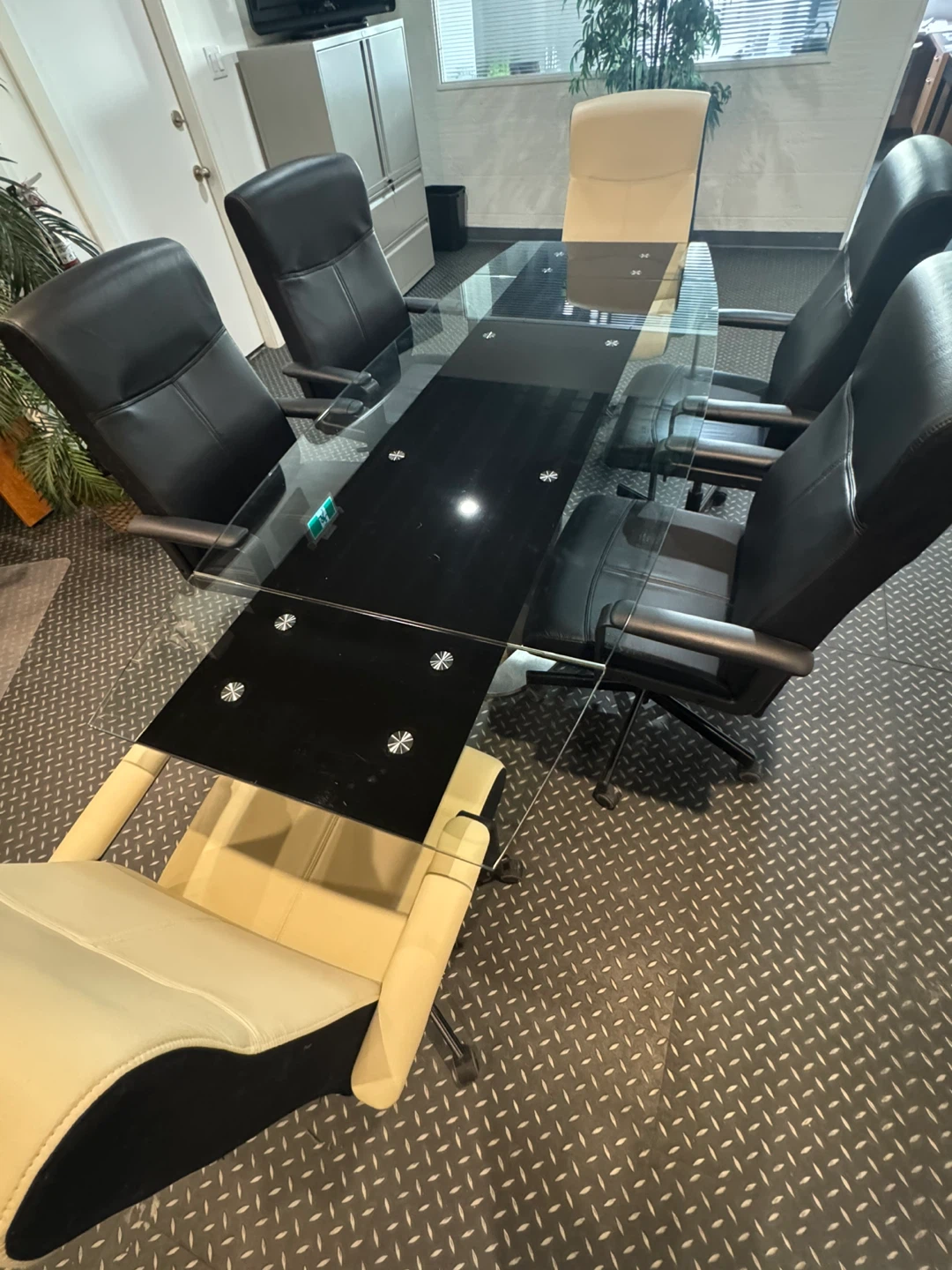 Glass Conference Table with Metal Pedestal Base - photo 3