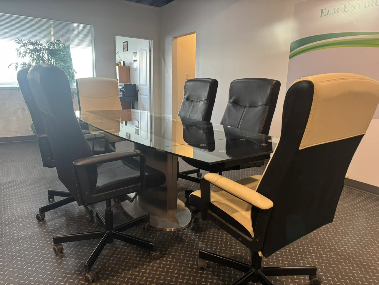 Glass Conference Table with Metal Pedestal Base - photo 5