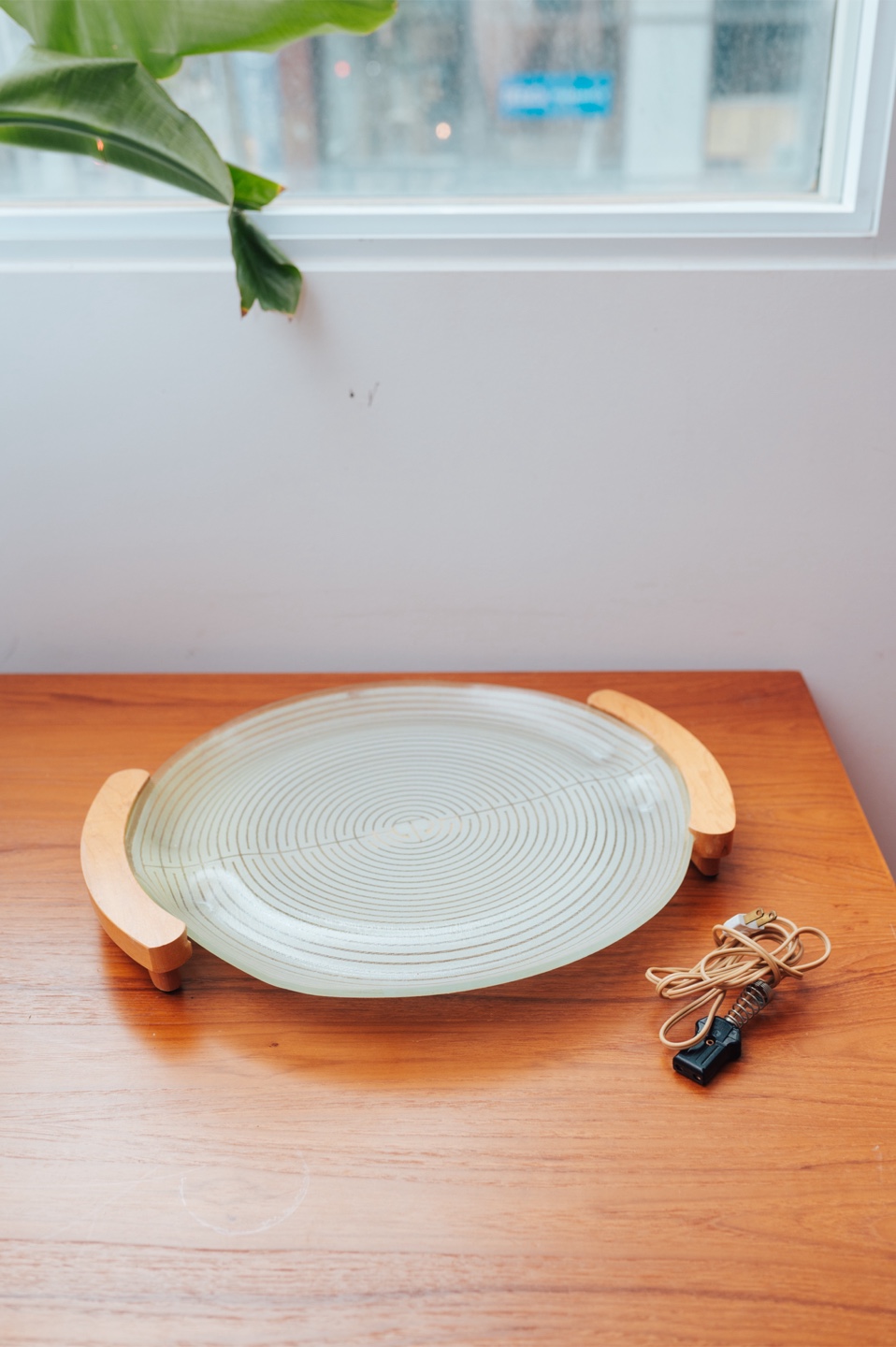 1960s Atomic Thermotray Warming Tray with Frosted Spiral Glass - photo 5