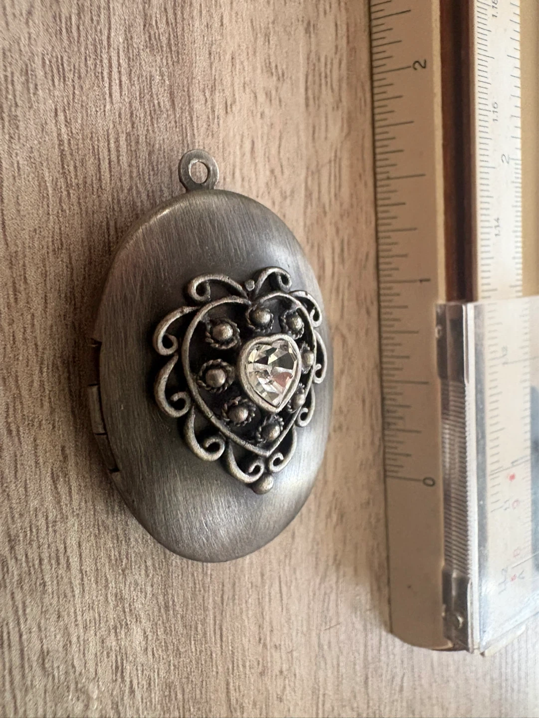 Vintage Oval Locket Pendant with Heart Charm