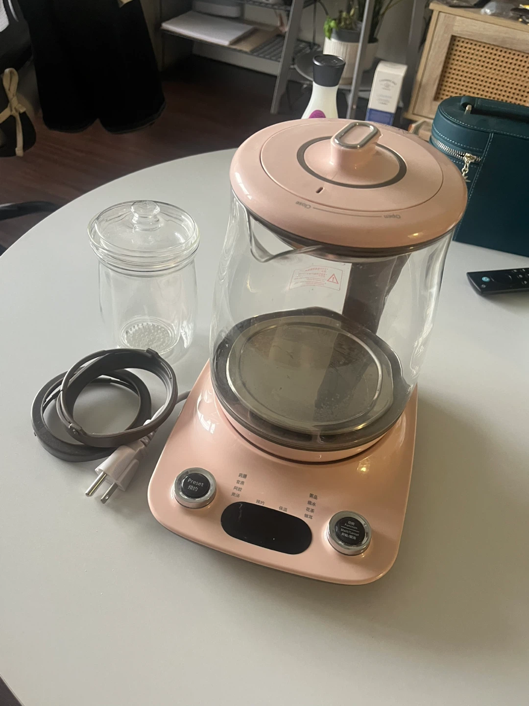 Pink Electric Kettle with Glass Jar