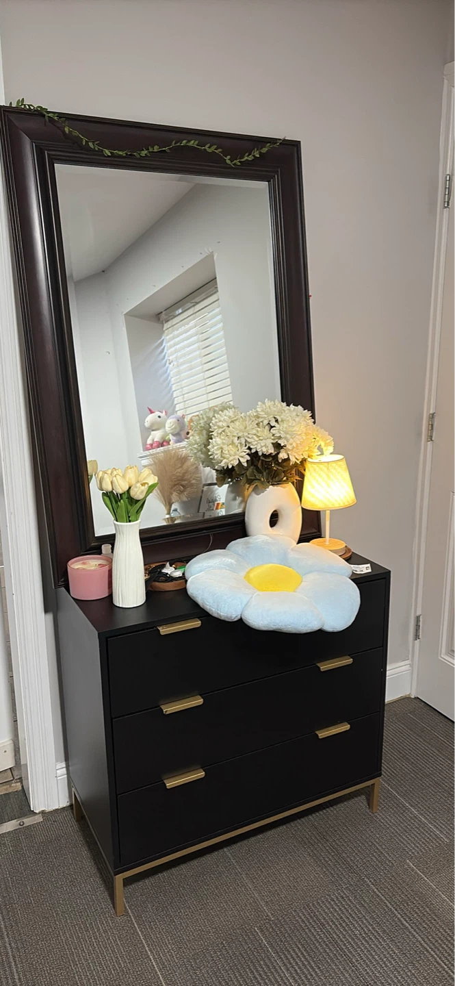 Black Dresser with Gold Hardware