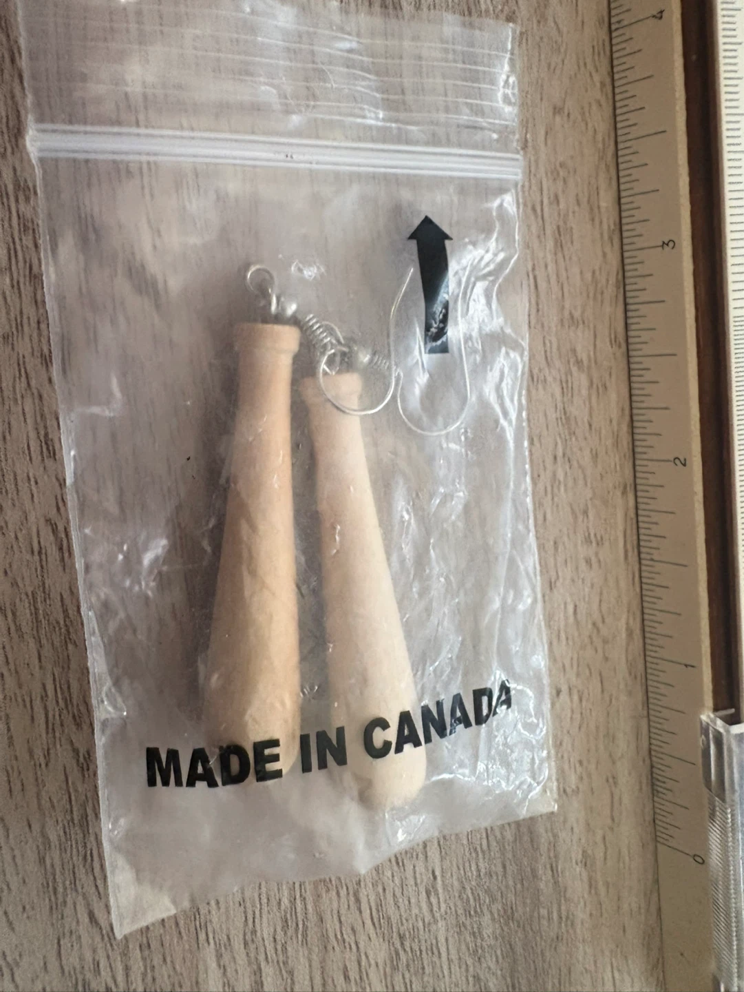Wooden baseball bat Dangle Earrings