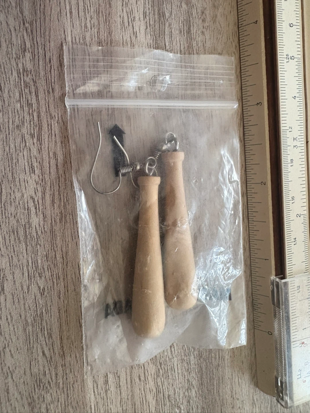Wooden baseball bat Dangle Earrings - photo 2