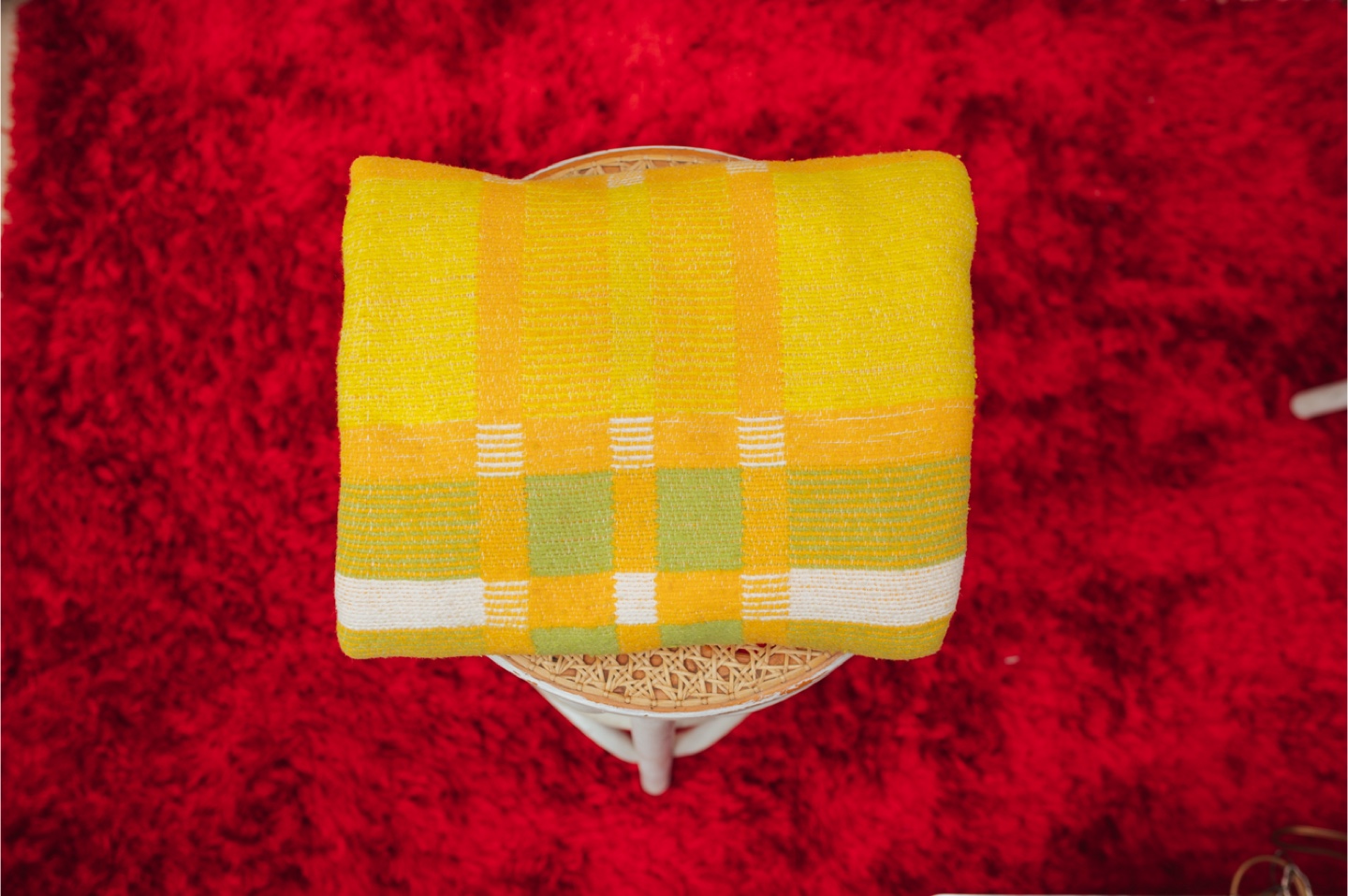 1970s Sunshine Plaid Woven Throw Blanket - photo 2