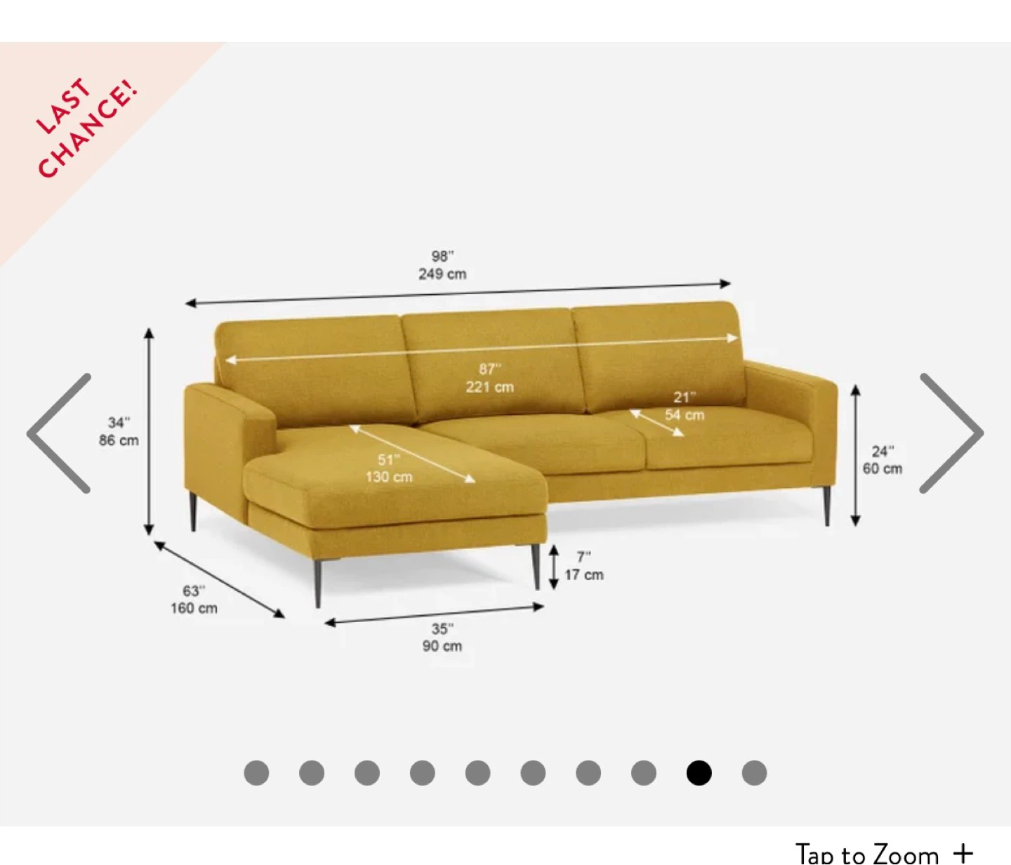 Structube Teresa Left-Facing Sectional Sofa - Dijon - photo 3