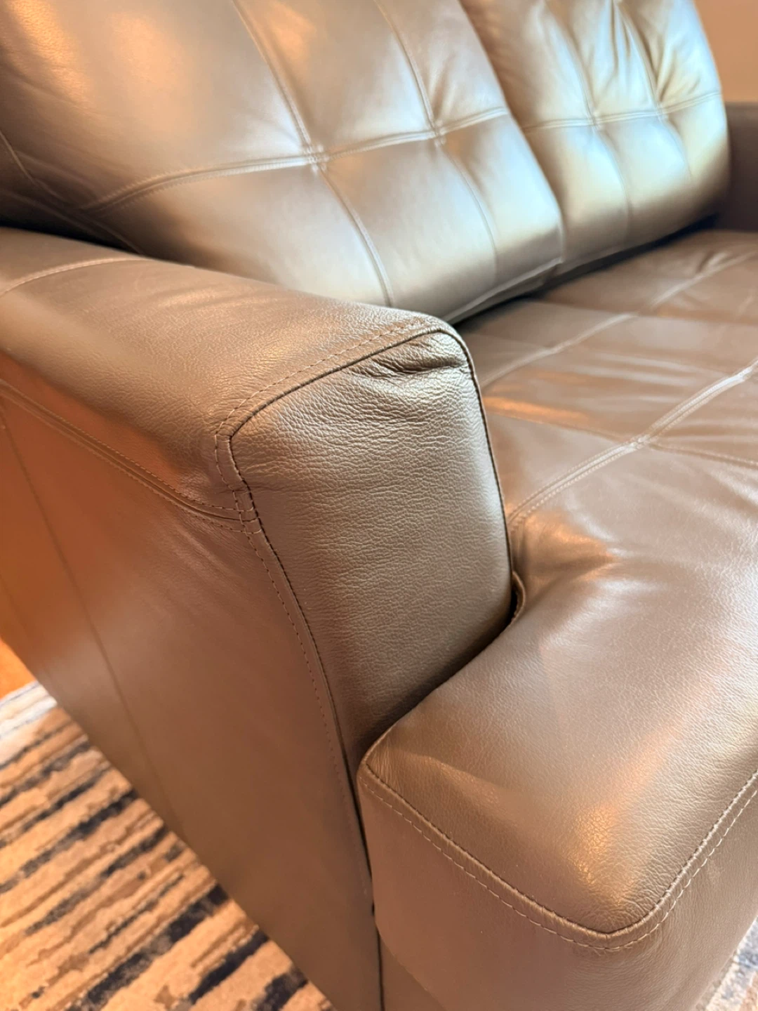Charcoal Grey Leather Sofa, loveseat and armchair