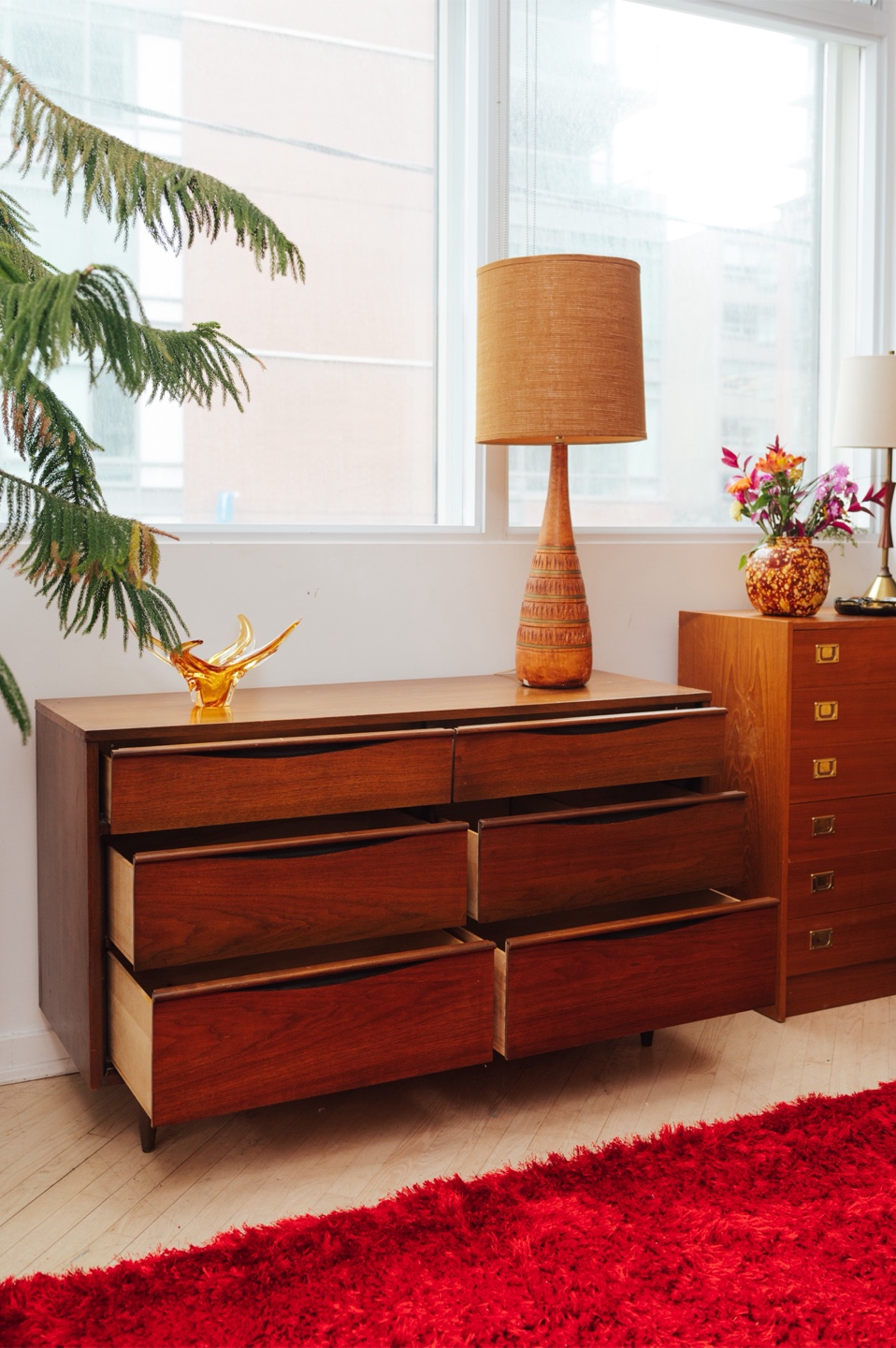 Midcentury Porcelain Table Lamps – Woodgrain Glaze - 1 Available - photo 2