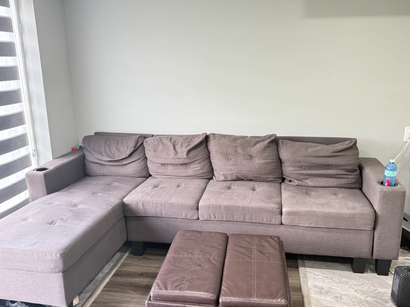 Grey Sectional Sofa with Chaise and Ottoman